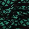 Tissu satin de soie noir imprimé géométrique turquoise