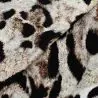 Tissu satin de soie noir imprimé léopard - Made in Italy Tissu satin de soie noir imprimé léopard - Made in Italy