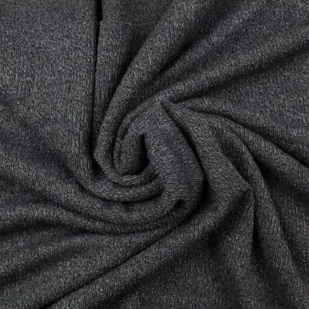 Tissu jersey coton côtelé gris anthracite