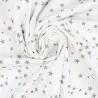 Tissu coton blanc milleraie imprimé étoiles taupe et rouge Tissu coton blanc milleraie imprimé étoiles taupe et rouge