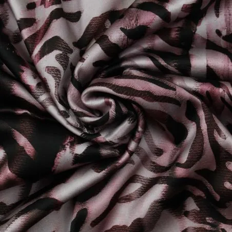 Tissu satin de soie dégradé imprimé abstrait - Made in Italy
