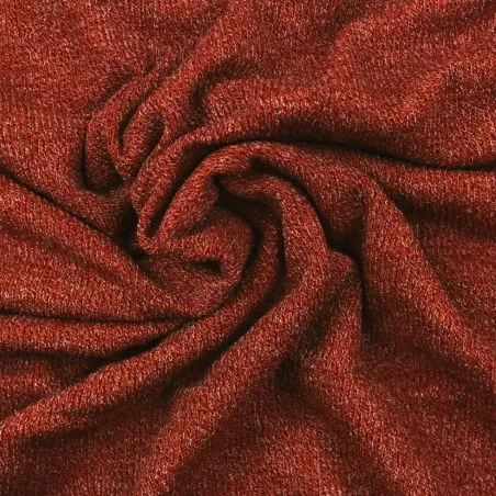 Tissu jersey coton côtelé brique