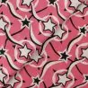 Tissu mousseline de soie rose barbie imprimé étoiles Tissu mousseline de soie rose barbie imprimé étoiles