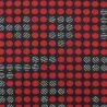 Tissus couture polyester noir imprimé rond rouge et motifs pied de poule Tissus couture polyester noir imprimé rond rouge et motifs pied de poule