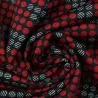Tissus couture polyester noir imprimé rond rouge et motifs pied de poule Tissus couture polyester noir imprimé rond rouge et motifs pied de poule