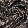 Tissus satin polyester écru imprimé léopard