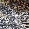 Tissu satin de soie nude imprimé fleuri et léopard - Made in Italy