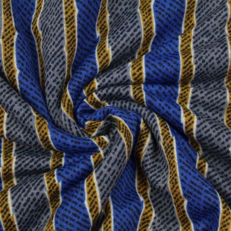 Tissus couture polyester imprimé rayures bleu et gris Tissus couture polyester imprimé rayures bleu et gris