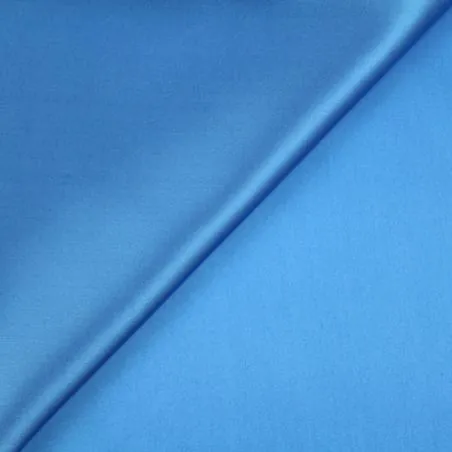 Tissu satin de soie uni bleu
