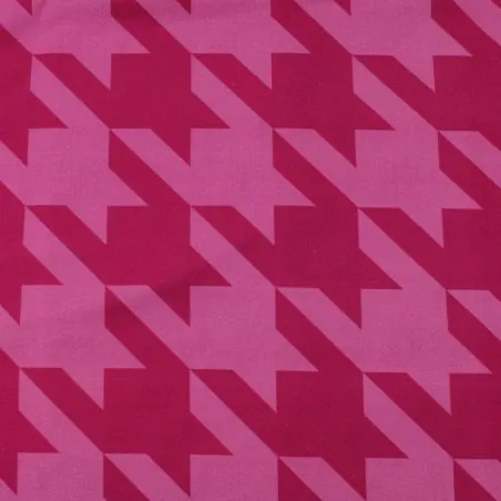 Tissu coton rose imprimé géométrique fuchsia
