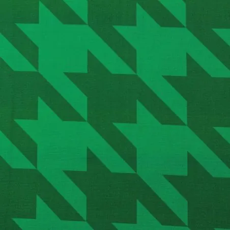 Tissu coton vert bouteille imprimé géométrique vert brillant