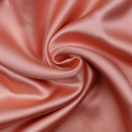 Tissu satin de soie uni rose corail