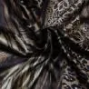 Tissus satin polyester beige imprimé léopard et fleuri