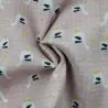 Tissus couture polyester rose imprimé oie Tissus couture polyester rose imprimé oie