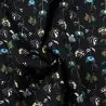 Tissus satin polyester noir imprimé fleuri Tissus satin polyester noir imprimé fleuri
