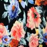 Tissu jersey polyester noir imprimé fleuri Tissu jersey polyester noir imprimé fleuri