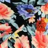 Tissu jersey polyester noir imprimé fleuri Tissu jersey polyester noir imprimé fleuri