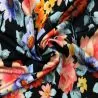 Tissu jersey polyester noir imprimé fleuri Tissu jersey polyester noir imprimé fleuri