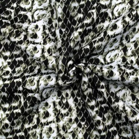 Tissus couture polyester blanc imprimé peau de serpent