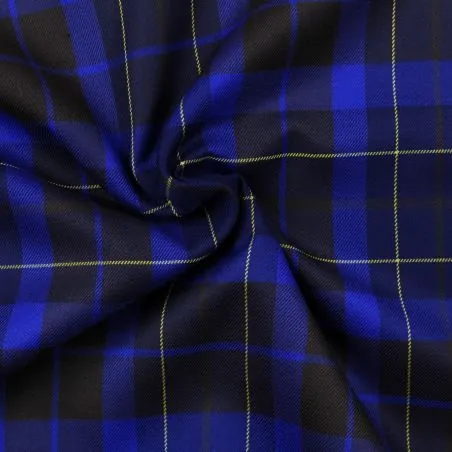 Tissu écossais bleu roi, marron et noir