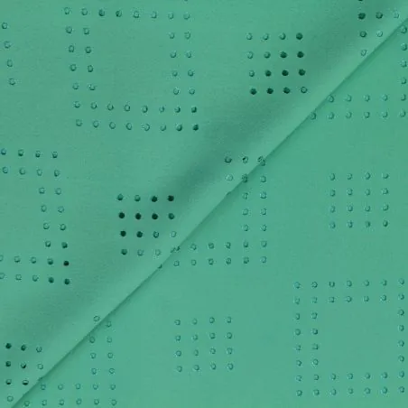 Tissu dentelle polyester stretch vert géométrique