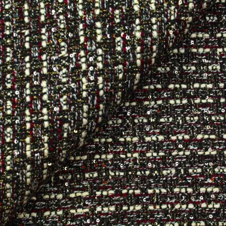 Tissus tweed blanc, rouge et noir Tissus tweed blanc, rouge et noir