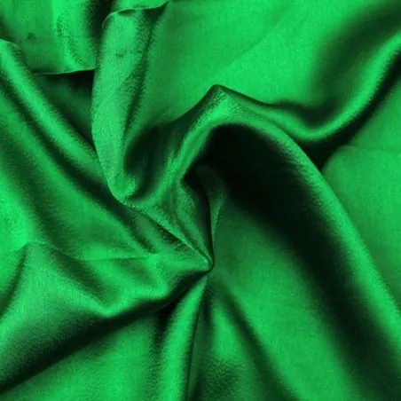 Tissus satin polyester vert - Toucher soie Tissus satin polyester vert - Toucher soie