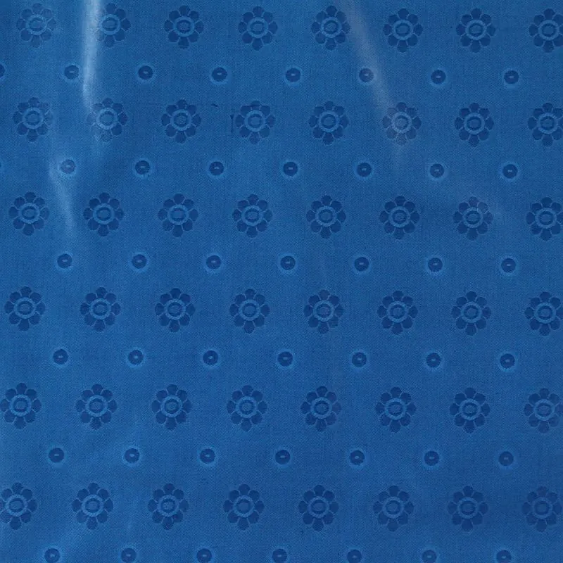 Bazin coton riche bleu roi imprimé motifs géométriques