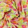 Tissu Mousseline imprimé brillant motifs fleurs