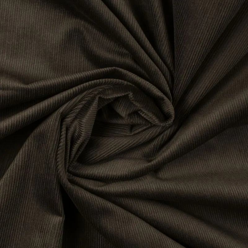 Tissu velours côtelé uni de couleur marron foncé