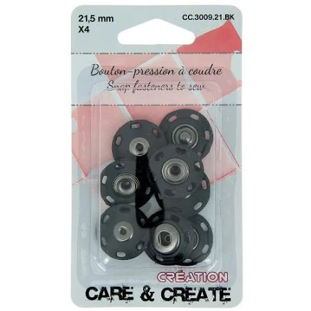 Bouton-pression : 21.5 mm : Noir : x4