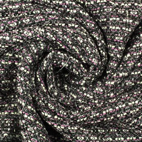 Tissus tweed blanc, fuchsia et noir Tissus tweed blanc, fuchsia et noir