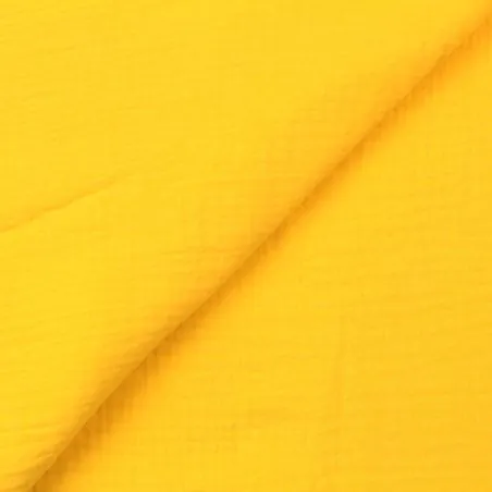 Tissu coton double gaze uni de couleur jaune Tissu coton double gaze uni de couleur jaune