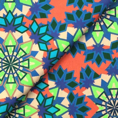 Tissu coton multicolore imprimé géométrique Tissu coton multicolore imprimé géométrique