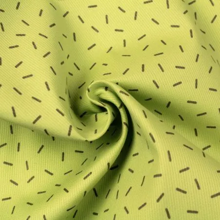 Tissu coton vert milleraie imprimé confettis taupe Tissu coton vert milleraie imprimé confettis taupe