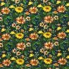 Tissu coton bleu imprimé fleuri multicolore Tissu coton bleu imprimé fleuri multicolore