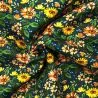 Tissu coton bleu imprimé fleuri multicolore Tissu coton bleu imprimé fleuri multicolore