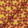 Tissu coton jaune et orange à motif floral Tissu coton jaune et orange à motif floral