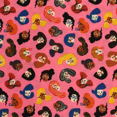Tissu coton imprimé tête de femme Tissu coton imprimé tête de femme
