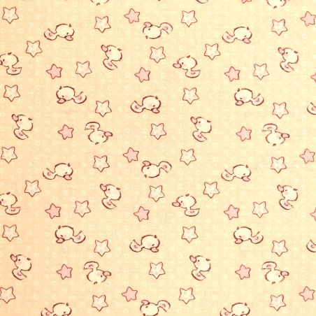 Tissu en coton rose imprimé étoiles et canards Tissu en coton rose imprimé étoiles et canards