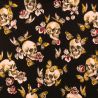 Tissu coton noir imprimé tête de mort fleuri mexicain Tissu coton noir imprimé tête de mort fleuri mexicain