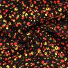 Tissu en viscose imprimé bulles noir, rouge et jaune Tissu en viscose imprimé bulles noir, rouge et jaune