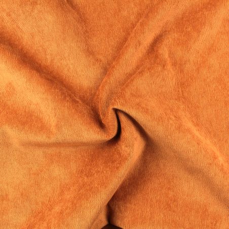 Tissu velours milleraie uni de couleur auburn Tissu velours milleraie uni de couleur auburn