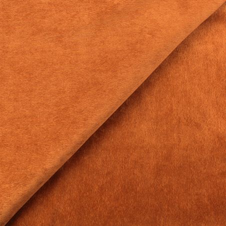 Tissu velours milleraie uni de couleur auburn Tissu velours milleraie uni de couleur auburn