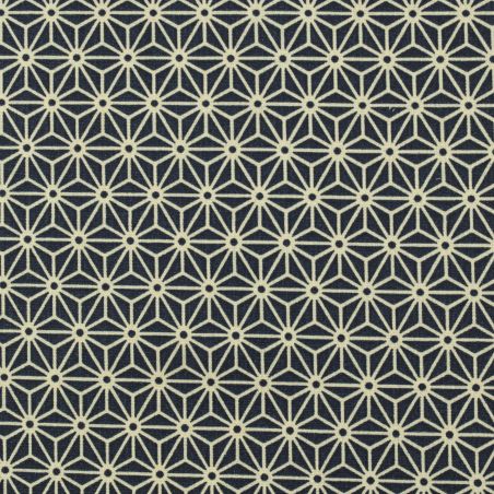 Tissu de coton bleu foncé à motif japonais géométrique Tissu de coton bleu foncé à motif japonais géométrique