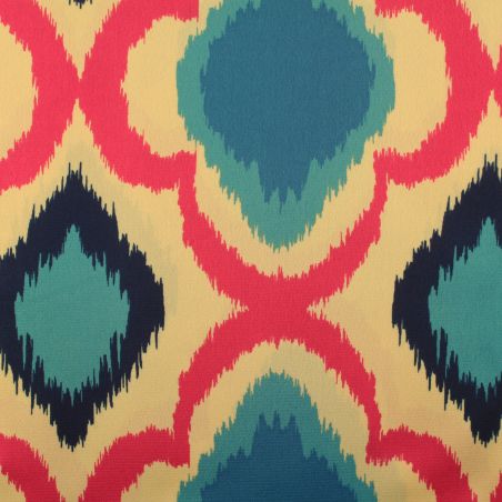 Tissu en viscose imprimé fleur fuchsia et bleu Tissu en viscose imprimé fleur fuchsia et bleu