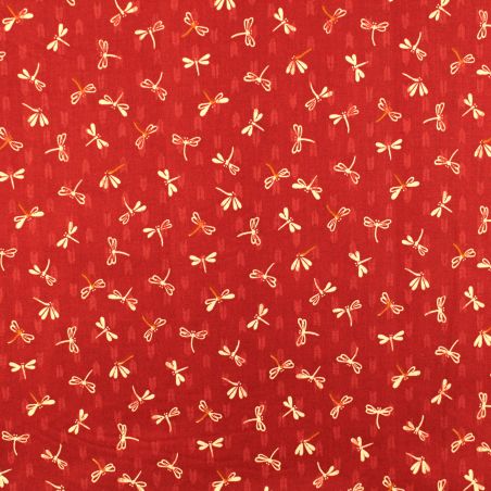 Tissu coton rouge imprimé papillons Tissu coton rouge imprimé papillons