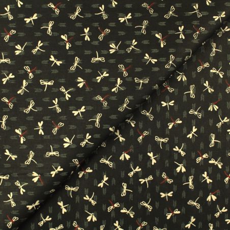 Tissu coton noir imprimé papillons Tissu coton noir imprimé papillons