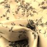 Tissu Satin Blanc à Impression Florale - Toucher Soie Tissu Satin Blanc à Impression Florale - Toucher Soie