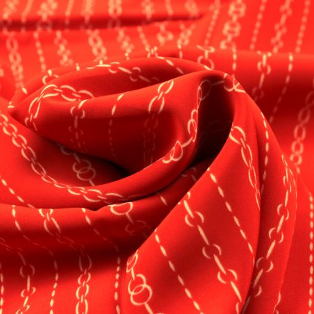 Tissu Satin Polyester Rouge à Impression Géométrique Tissu Satin Polyester Rouge à Impression Géométrique